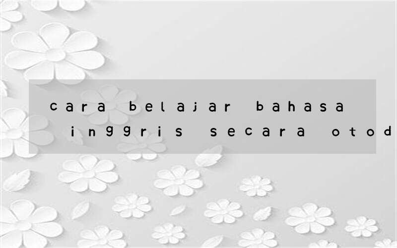 cara belajar bahasa inggris secara otodidal dengan cepat